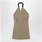 Max Mara Sleeveless jacket in sand-colored wool and silk poplin