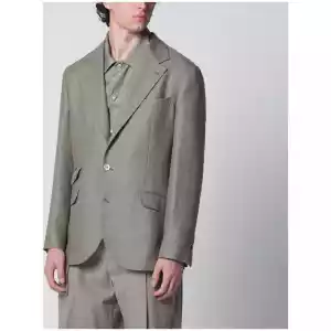 Brunello Cucinelli Deconstructed Cavallo jacket in khaki silk hopsack