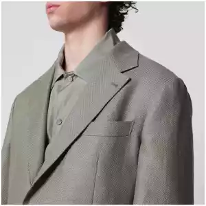 Brunello Cucinelli Deconstructed Cavallo jacket in khaki silk hopsack