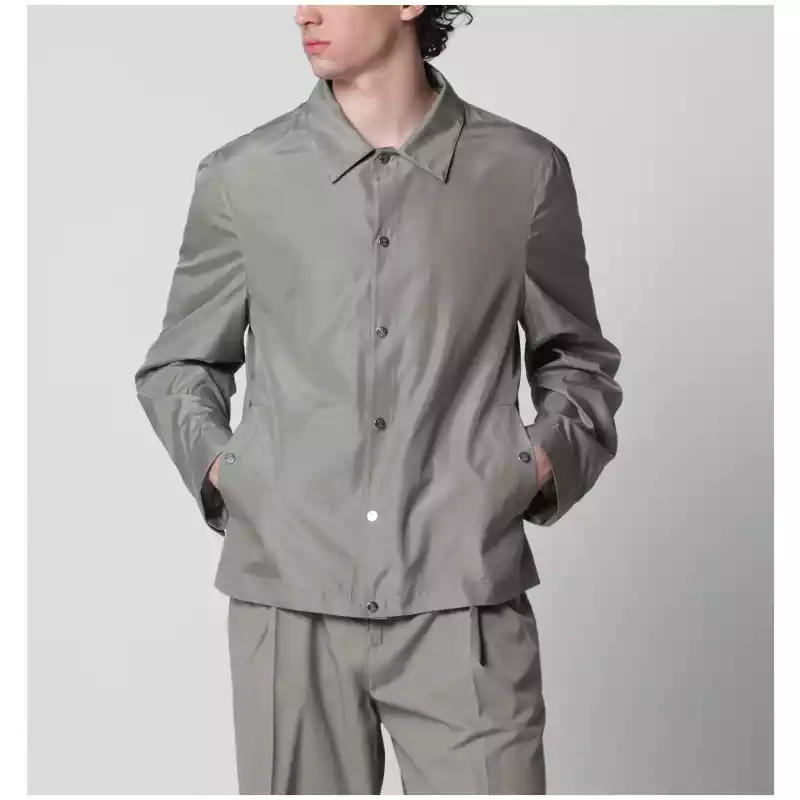 MZ4216541SI_S_CUCIN-C965.a Brunello Cucinelli Unlined jacket in khaki membrane silk