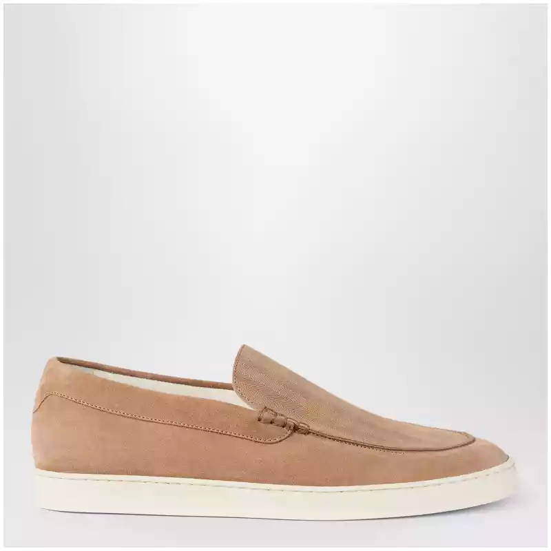 Brunello Cucinelli Light brown chevron-effect suede slip-ons