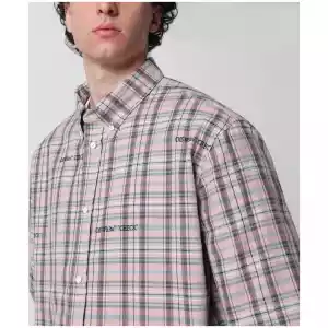 Off White Off-White™ Pink check-pattern shirt with logos