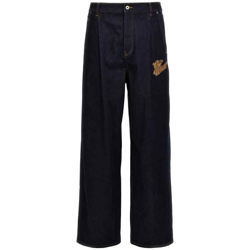 Off White Baggy Tapered Jeans