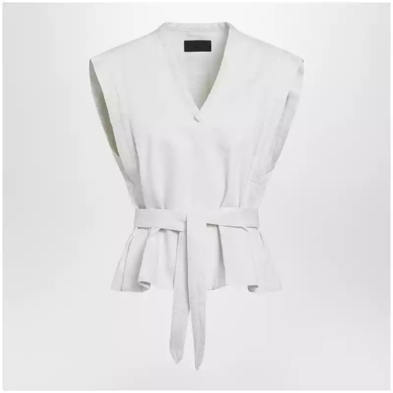 LEMAIRE White Chasuble shirt in bleached denim