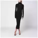 Off White Off-White™ Black cotton midi dress with logo