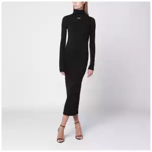 Off White Off-White™ Black cotton midi dress with logo