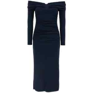 Carolina Herrera Off-shoulder 3/4 Slv Ruched Midi Dress