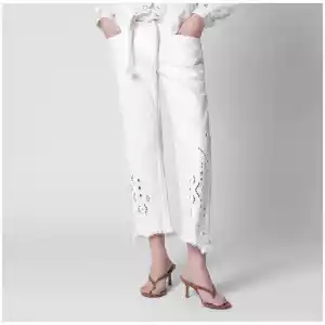 ISABEL MARANT Alison kick flare cropped jeans in white cotton