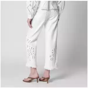 ISABEL MARANT Alison kick flare cropped jeans in white cotton