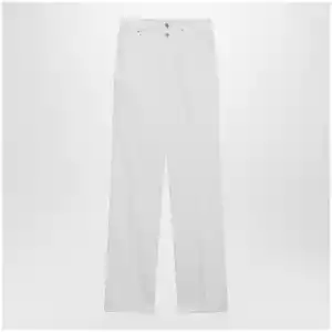 LEMAIRE High-waisted straight-leg jeans with belt in white denim