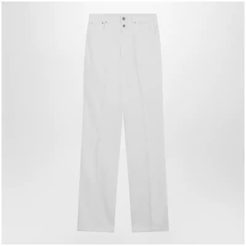 LEMAIRE High-waisted straight-leg jeans with belt in white denim