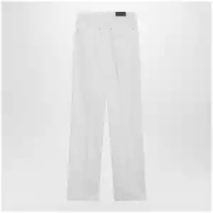 LEMAIRE High-waisted straight-leg jeans with belt in white denim