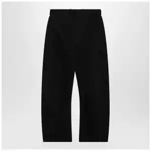 LEMAIRE Black cotton trousers with belt