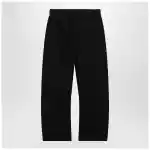 LEMAIRE Black cotton trousers with belt