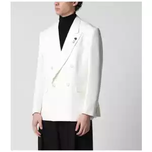 Lardini White viscose double-breasted suit