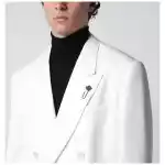 Lardini White viscose double-breasted suit