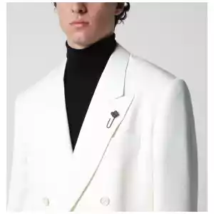 Lardini White viscose double-breasted suit