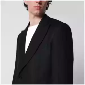 Lardini Single-Breasted Black Linen Jacket