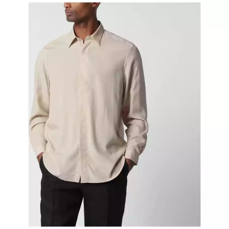 Lardini Beige linen-blend shirt