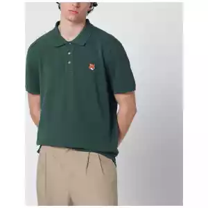 Maison Kitsuné Bottle green Fox Head Regular-Fit polo shirt
