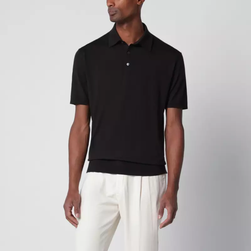 ZEGNA Dark brown wool polo