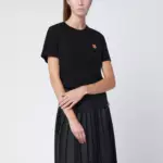 Maison Kitsuné Black T-shirt with logo patch