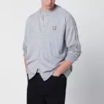 Maison Kitsuné Grey mélange Fox Head wool cardigan