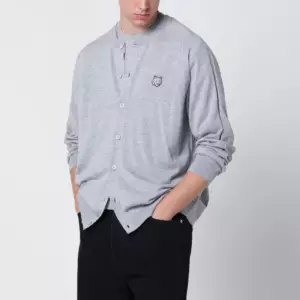 Maison Kitsuné Grey mélange Fox Head wool cardigan