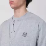 Maison Kitsuné Grey mélange Fox Head wool cardigan