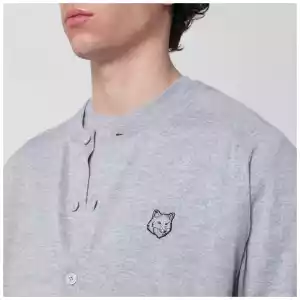 Maison Kitsuné Grey mélange Fox Head wool cardigan