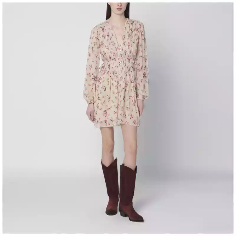 ISABEL MARANT Étoile Loriena beige dress with floral print