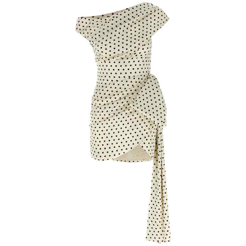 Self Portrait Polka Dot Satin Tie Side Mini Dress