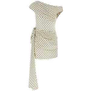 Self-Portrait Polka Dot Satin Tie Side Mini Dress