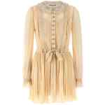 Self-Portrait Tan Pleated Georgette Mini Dress