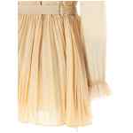Self-Portrait Tan Pleated Georgette Mini Dress