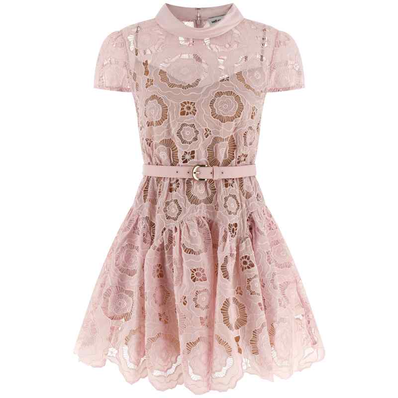 Self Portrait Pink Floral Lace Mini Dress