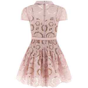 Self-Portrait Pink Floral Lace Mini Dress