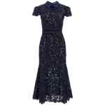 Self-Portrait Navy Guipure Lace Midi Dress