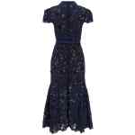 Self-Portrait Navy Guipure Lace Midi Dress