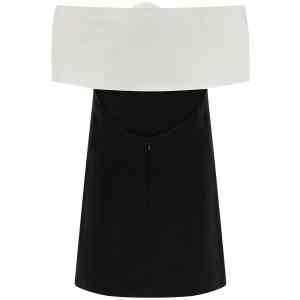 Self-Portrait Black Crêpe Flower Mini Dress