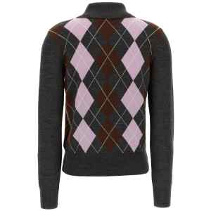 Self-Portrait Grey Argyle Lightweight Sweater