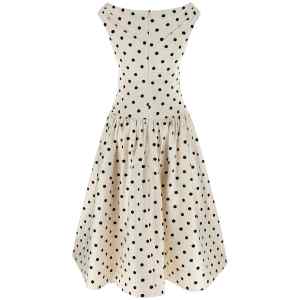 Self-Portrait Cream Polka Dot Cotton Midi Dress