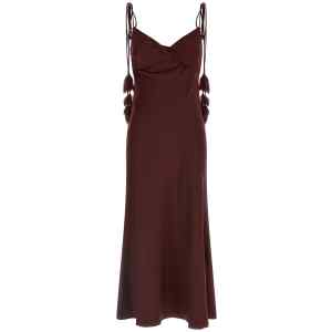 Self-Portrait Burgundy Satin Flower Midi Dress
