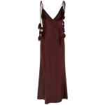 Self-Portrait Burgundy Satin Flower Midi Dress