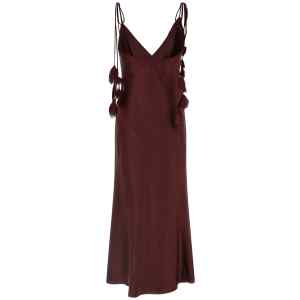 Self-Portrait Burgundy Satin Flower Midi Dress