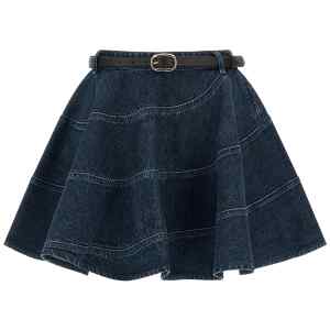 Self-Portrait Flared Denim Mini Skirt