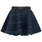 Self-Portrait Flared Denim Mini Skirt