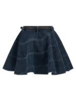 Self-Portrait Flared Denim Mini Skirt