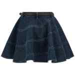 Self-Portrait Flared Denim Mini Skirt