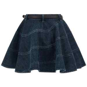 Self-Portrait Flared Denim Mini Skirt